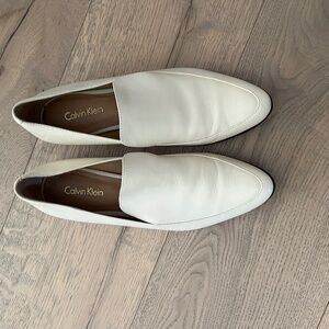 Calvin Klein Ivory Leather Loafers